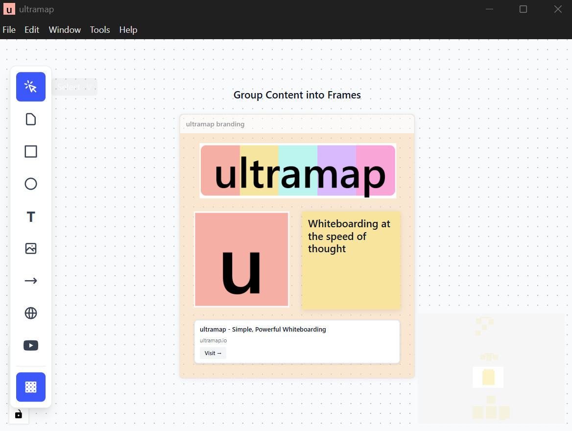 Frame features in ultramap